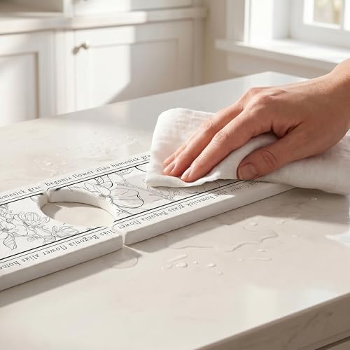 Faucet Mat for Kitchen Sink Splash Guard, Kitchen Sink Mat, Floral Stone Drying Mat for Kitchen Counter 23.6*3.9 inch Flower