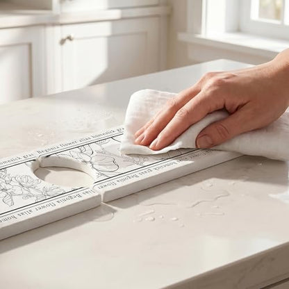 Faucet Mat for Kitchen Sink Splash Guard, Kitchen Sink Mat, Floral Stone Drying Mat for Kitchen Counter 23.6*3.9 inch Flower