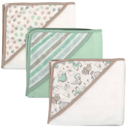 Hooded Baby Bath Towel and Washcloth 6 Piece Set for Newborns, Infants & Toddlers, Boys & Girls Baby Hooded Towels Set (Dinosaurs & Stripes) - color: Dinosaurs & Stripes