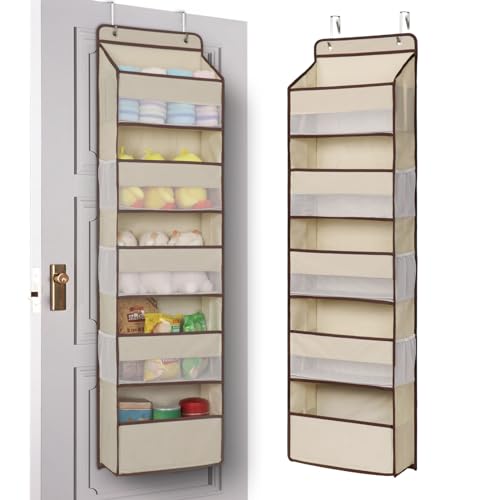 Heavy Duty Over Door Organizer, Large Wall Mount Hanging Organizer Storage, Closet Bathroom Nursery Bedroom Dorm, Toys Cosmetics Sundries and Baby Essentials, Beige