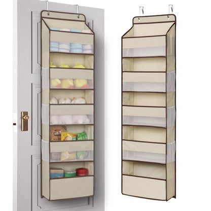 Heavy Duty Over Door Organizer, Large Wall Mount Hanging Organizer Storage, Closet Bathroom Nursery Bedroom Dorm, Toys Cosmetics Sundries and Baby Essentials, Beige