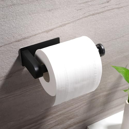 YIGII Toilet Paper Holder Self Adhesive - Black Toilet Roll Holder Adhesive Toilet Tissue Holder Stick on Wall for Bathroom and Kitchen, SUS 304 Stainless Steel - color: Black