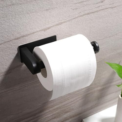 YIGII Toilet Paper Holder Self Adhesive - Black Toilet Roll Holder Adhesive Toilet Tissue Holder Stick on Wall for Bathroom and Kitchen, SUS 304 Stainless Steel - color: Black
