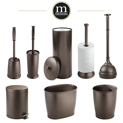 mDesign Toilet Bowl Brush and Holder - Covered Bathroom Toilet Brush - Standing Toilet Bowl Scrubber in Modern Holder - Compact, Space Saving, Deep Cleaning Brush for Toilet - Hyde Collection - Bronze - color: Bronze