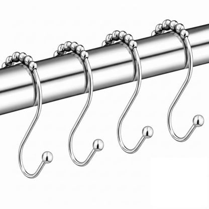 Hotop Shower Curtain Hooks Rings Rust Resistant Stainless Steel Hook Hangers for Bathroom Shower Curtain Kitchen Utensils Clothes Towels(12 Pieces)