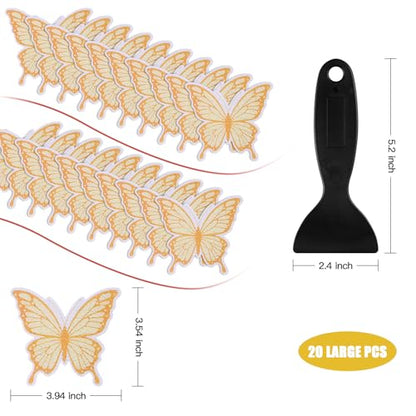 Secopad Butterfly Non Slip Bathtub Stickers with Scraper, 20PCS, Gold | Original Large Anti-Slip Treads, Comfortable PEVA Material, Strong Adhesive, Easy to Use, For Bath Tubs, Showers & Stairs - color: Gold