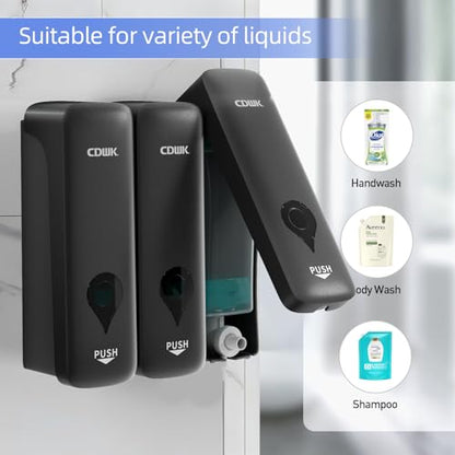 Shampoo and Conditioner Dispenser, 3 Chamber 3x300ml, Wall Mount, No Drill | Refillable Body Wash and Shower Soap Dispenser Set for Bathroom Hotel Kitchen Home - color: Starry Gray 3-pack