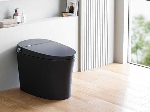 HOROW Black Smart Toilet with Pump and Bidet Built In, Bidet Toilet with Auto Dual Flush and Auto Open/Close Lid, Smart Toilet with Heated Seat, Warm Dryer, Night Light, and Digital Display - style: HR-T36