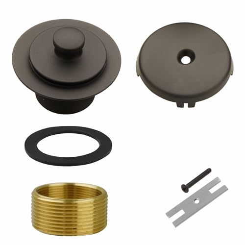 WELSAN Oil Rubbed Bronze Tub Drain and 1 Hole Faceplate Overflow Bath Kit | Universal Lift & Turn, Fine/Coarse Thread Conversion Twist Trim Kit Assembly, Bronze, For 1-3/8" & 1-1/2" Bathroom Tub Drains - color: Bronze