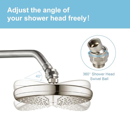 OFFO Shower Head Swivel Ball Adapter, Brushed Nickel All Metal Adjustable Shower Arm Extension Connector Universal Showering Component Solid Brass - color: Brushed Nickel