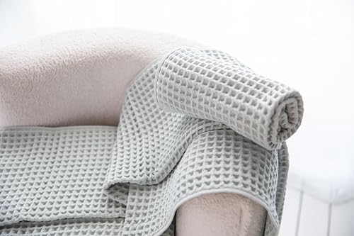 Waffle Cotton Bath Towels-100% Turkish Cotton, Quick Dry, Ultra Soft, Premium Absorbent, Weave Design, Fast Drying-2 Pieces Bath Towel Set (1 Large Bath Towel and 1 Hand Towel) (Beige) - color: Beige