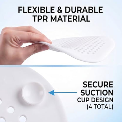 2 Pcs Shower Drain Hair Catcher Kitchen Silicone Sink Strainer Bathroom | Hair Drain Shower Catcher, Silicone Drain Protector Hair Stopper with Suction Cup for Shower Kitchen Bathroom Bathtub Sink - color: White