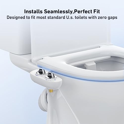 Bidet Attachment for Toilet, Non-Electric Self Cleaning Dual Nozzle (Feminine/Posterior), Adjustable Water Pressure, Cold Water Sprayer Bidet for Existing Toilets