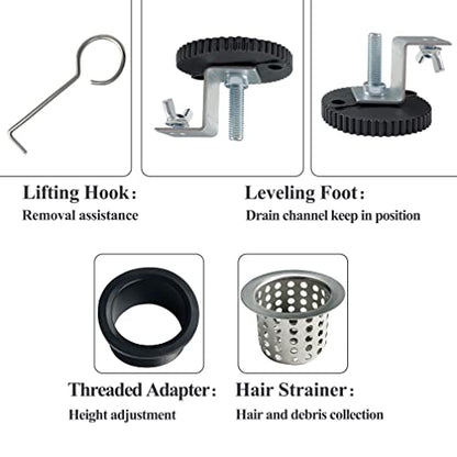 24 Inch Black Linear Shower Drain with Removable Capsule Pattern Cover Grate Accessories and SUS304 Stainless Steel CUPC Certificate (24 inch) - size: 24inch