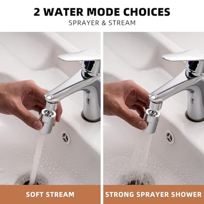 360 Degree Swivel Sink Faucet Aerator, Big Angle High Pressure Large Flow Dual Function Kitchen Faucet Aerator, 55/64" Female Thread, Polished Chrome | Big Angle High Pressure Large Flow Dual Function Kitchen Faucet Aerator, 55/64" Female Thread