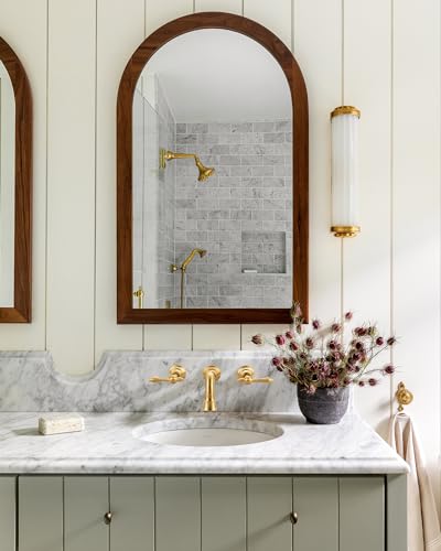 Gold Bathroom Faucet Wall Mount: WOWOW Antique Bathroom Sink Faucet 2 Handle Lavatory Faucet 3 Hole Tap and Rough-in Valve Included - color: Brushed Gold