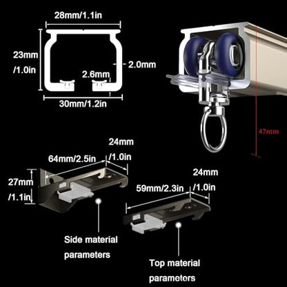 Ceiling Wall Mount Room Divider Curtain Track Rods, Aluminum Ceiling Curtain Track, Heavy-Duty Curtains Rails for Living Room Bedroom Room Shower Divider, 100-600cm(Black,2.8m(9.2ft)) - color: Black, size: 2.8m(9.2ft)