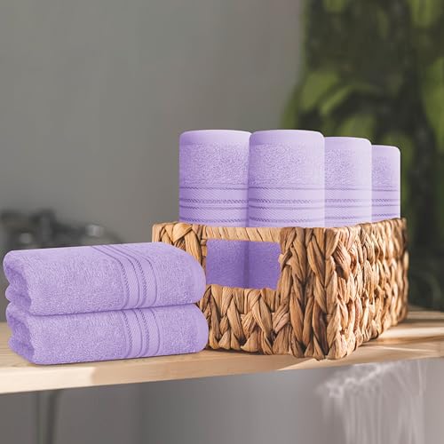BOUTIQUO Ultra Soft Cotton Washcloths, Contains 12 Piece Face Cloths 12x12 inch, Ideal for Everyday use Face Towels, Compact & Lightweight Multi Purpose Washcloths - Purple - color: Purple, size: Washcloths - Set of 12