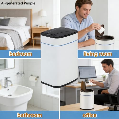 Smart Trash Can, Sensor Opening and Closing (1, Square Gold) | Automatic Trash Can for Living Room, Bedroom, Kitchen and Bathroom - color: Square Gold