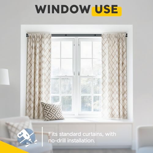 Black Tension Curtain Rods 28 to 84 Inch,1"Heavy Duty Shower Curtain Rod，No Slip No Drill Adjustable Shower Rod for Bathroom, Window, Closet & Wardrobe - color: Black, size: 28-84 inch