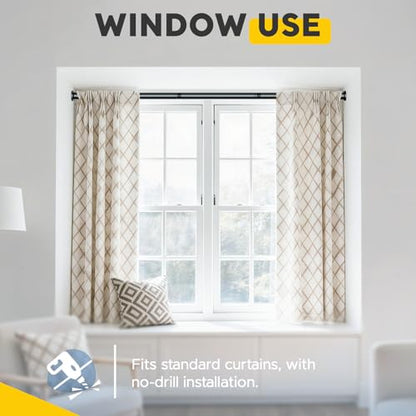 Black Tension Curtain Rods 28 to 84 Inch,1"Heavy Duty Shower Curtain Rod，No Slip No Drill Adjustable Shower Rod for Bathroom, Window, Closet & Wardrobe - color: Black, size: 28-84 inch