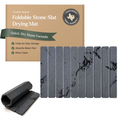 Foldable Stone Bath Mat, Diatomaceous Earth Quick Dry Non-Slip Design | Bathroom Floor & Shower Use, Jointed Panel Construction, High Absorption Surface, Space-Saving Storage, Grip Pad Included - color: Dark Gray
