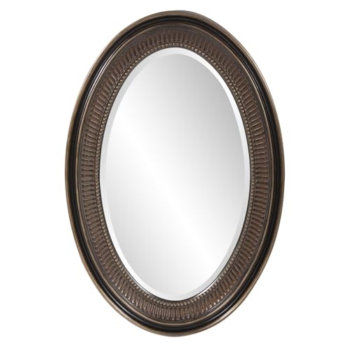 Howard Elliott Collection Ethan Bronze Oval Decorative Wall Hanging Mirror, Resin Frame Vanity Mirror Pefect Home Decor, 21 x 31 Inch - color: Bronze
