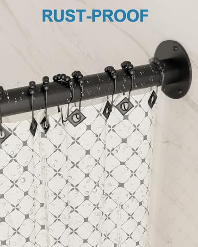 Supforce Curved Shower Curtain Rod, L Shaped Corner Shower Rod [24"-37"] x [24"-37"] Adjustable, Stainless Steel 90 Degree Angled Shower Curtain Rod with 12 Hooks & Ceiling Support, No Sagging