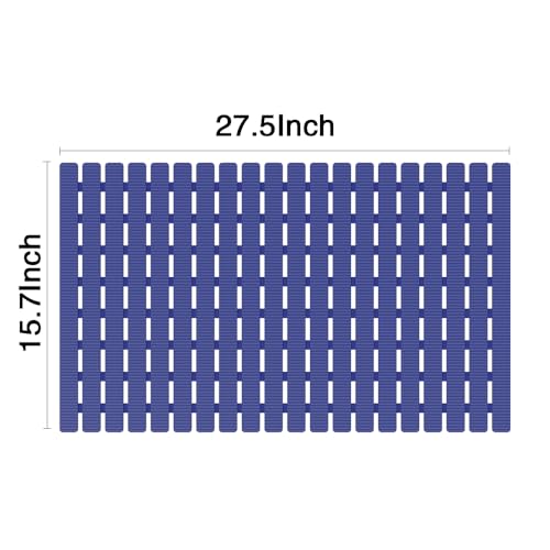 BEMISO Shower Mat Non Slip Bathtub Mat 27.5 x 15.7 Inch Bath Mat for Tub | Suction Cups,Drain Holes,Easy Dry,Easy to Cut,Eco-Friendly - color: Navy Blue, size: 27.5 x 15.7 inches