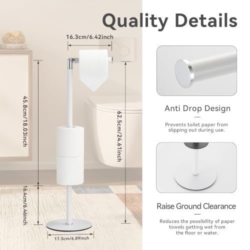 Black 3-Roll Tissue Holder, Weighted Base, Swivel Arm & Tray White - color: White