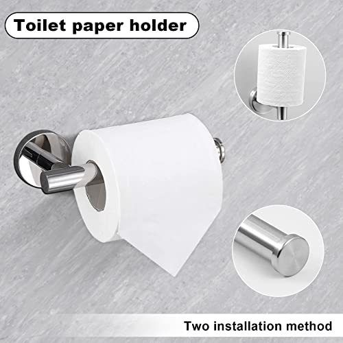 8 Pieces Bathroom Towel Rack Set, Includes 2PCS 23.6 inch Towel bar, 2PCStowel Hook, 2 PCS Towel Ring, 2PCS Toilet Paper Holder-Brushed Nickel Bathroom Accessories Sets - color: Brushed Silver, size: 8pcs-24inch