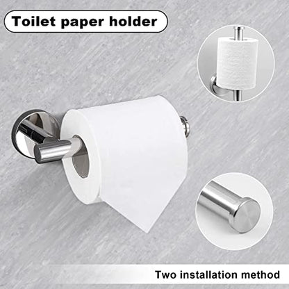 10Pcs Bath Tower Set, Includes 23.6 inch & 16 inch Towel Bars, Hooks, Rings & Toilet Paper Holder - Brushed Nickel - color: Brushed Silver, size: 24-16inch