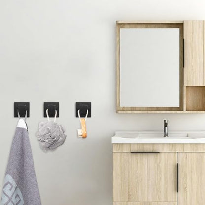 NearMoon Bath Towel Hooks -SUS304 Stainless Steel Square Clothes Robe Hooks Hanger, Heavy Duty Coat Hooks for Bathroom Livingroom Hotel Kitchen Garage, Wall Mounted - 3 Pack (Matte Black) - color: Matte Black