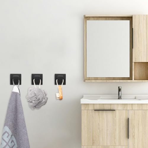 NearMoon Bath Towel Hooks -SUS304 Stainless Steel Square Clothes Robe Hooks Hanger, Heavy Duty Coat Hooks for Bathroom Livingroom Hotel Kitchen Garage, Wall Mounted (4 Pack, Matte Black) - color: Matte Black