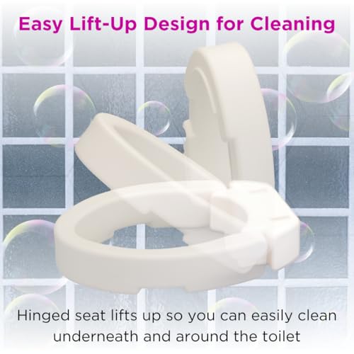 NOVA Medical Products Hinged Toilet Seat Riser Lift Up and Down Raised Toilet Seat For Under Seat For Elongated Seat Color, White, (Pack of ), 1 Count - style: Elongated Hinged