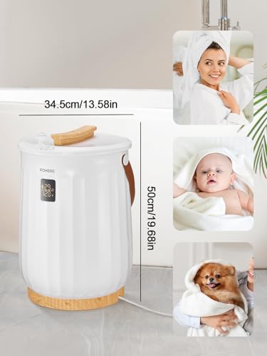 Upgrade 20L Towel Warmer for Bathroom, with Customized Fragrance, Timer Function, for Spa and Bathroom, Luxury Counter Towel Warmer Bucket, Fits 2 Large Blankets, Auto Shut Off, Bathrobe, PJs, White