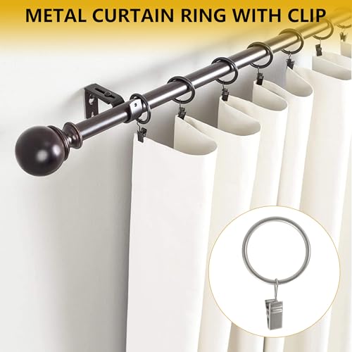 Curtain Rings with Hooks Set - Heavy Duty Metal Drapery Hooks & Eyelet Rings for Window, Shower, Door - Rustproof & Smooth Gliding Curtain Rod Ring, 5/8 to 3/4 Inch Internal Diameter 14 Pack - color: Silver