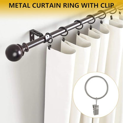 Curtain Rings with Hooks Set - Heavy Duty Metal Drapery Hooks & Eyelet Rings for Window, Shower, Door - Rustproof & Smooth Gliding Curtain Rod Ring, 5/8 to 3/4 Inch Internal Diameter 14 Pack - color: Silver