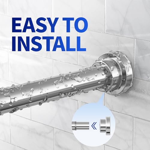 Mcrbeay Shower Curtain Rod, 1" Diameter Heavy Duty Tension Shower Rod, Non Slip Adjustable 28-46 inch No Drilling Shower Curtain Rods Spring Tension For Bathroom, Shower Stall, No Rust, Silver - color: Silver, size: 28-46 Inches