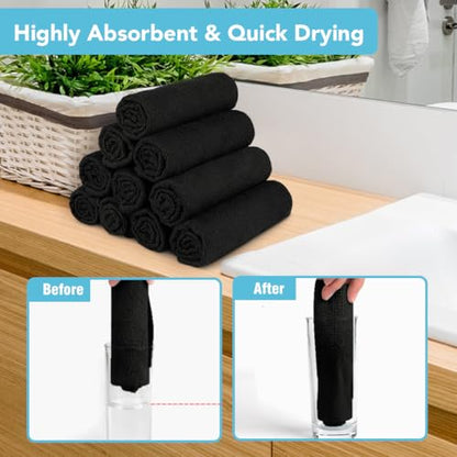 Orighty Wash Cloths, Face Towels 12x12 Inch 20 Pack | Soft Quick-drying Black Washcloths, Multi-Purpose Microfiber Face Cloths for Bathroom, Gym, Spa, Hotel, Travel - color: Black