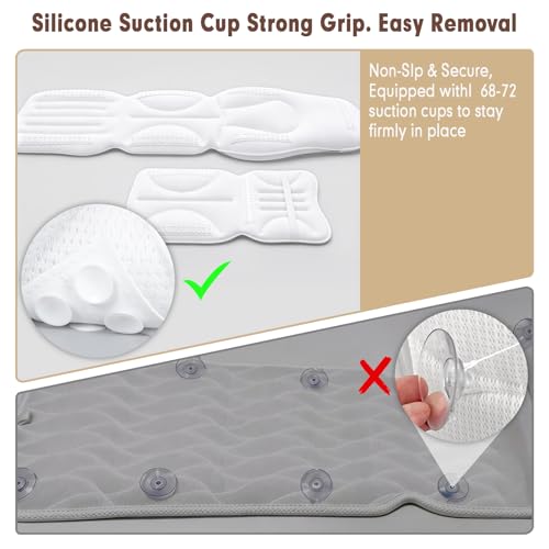 Deluxe Full Body Bath Pillow, 5D Bathtub Cushion - Stacking Cushions | Thickened Soft Relaxation Bathtub Pillow, Provides Support for The Neck, Back, and Shoulders— (Includes Bath Bombs)