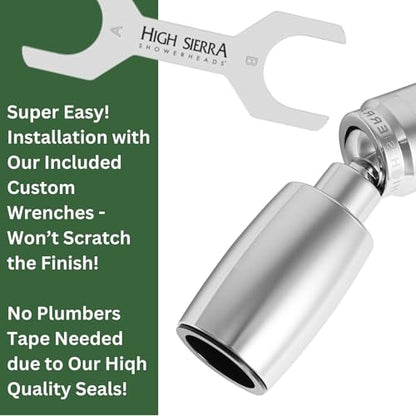 High Sierra® - CLASSIC™ Solid Lead-Free Metal 1.8 GPM Award Winning. Low Flow Shower Head. Patented Nozzle Never Clogs - Matte Black Finish - color: Matte Black, size: 1.8 GPM