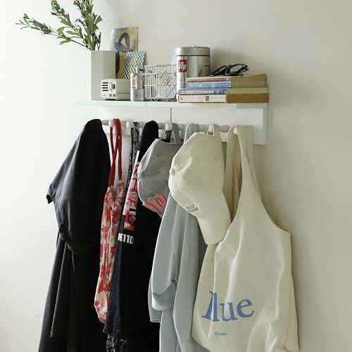 Entrance Coat Rack ，Coat Hooks, Wall-Mounted Wooden Hook Rack, Wall-Mounted Shelves are Very Suitable (White Color Finish—A-2) - style: White color finish—A-2