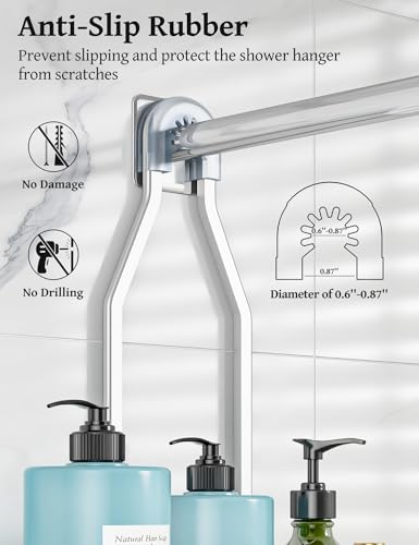 Never Rust Shower Caddy Hanging, Aluminum Shower Racks for Inside Shower, 3-Tier Shower Organizer Hanging Over Shower Head with Hooks and Soap Holder, Silver - color: Silver