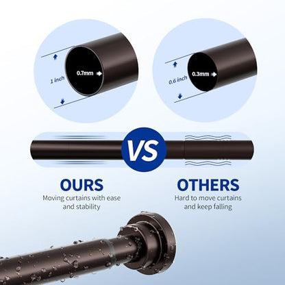 Mcrbeay Shower Curtain Rod, 1" Diameter Heavy Duty Tension Shower Rod, Non Slip Adjustable 28-102 inch No Drilling Shower Curtain Rods Spring Tension For Bathroom, Shower Stall, No Rust, Bronze - color: Bronze, size: 28-102 Inches