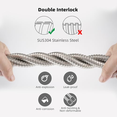 Hibbent All Metal Shower Hose, 90 Inch Stainless Steel Extra Long Bathroom Shower Hose Replacement, Anti-Twist Flexible Handheld Shower Head Hose Extension with Brass Insert & Nut, Brushed Nickel - color: Brushed Nickel, size: 90 Inch