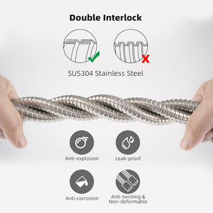 Hibbent All Metal Shower Hose, 90 Inch Stainless Steel Extra Long Bathroom Shower Hose Replacement, Anti-Twist Flexible Handheld Shower Head Hose Extension with Brass Insert & Nut, Brushed Nickel - color: Brushed Nickel, size: 90 Inch