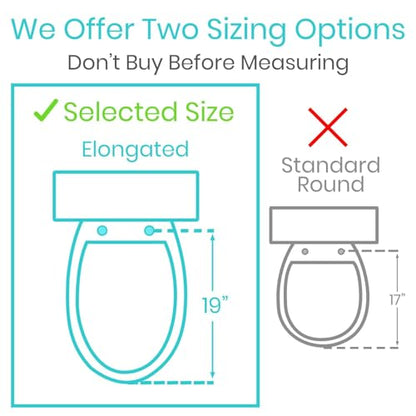 Vive Raised Toilet Seat Riser for Seniors (with Handles) - Handicap Rail | Grab Bar Seat for Over Toilet - Elevated Safety for Elderly, Disabled, Medical - Elongated - size: Elongated