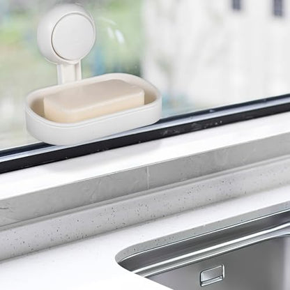 BESPORTBLE Self-draining Double Soap Dish with Strong Suction Cup for Shower Wall Mount Multi-Functional Soap Holder Tray with Efficient Water Drainage Easy Install Bathroom Organizer