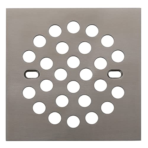 RRAJJ Square Improve 4-1/4 Inch(108mm*108mm) Screw-in Shower Floor Drain Grate Strainer (Brushed Nickel) - color: Brushed Nickel